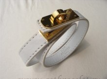Hermes Rivale Double Wrap Bracelet White With Gold